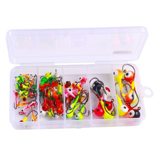 60/75Pcs Fishing Lure Hooks Kit Super Sharp Rustproof Corrosion Resistant Portable Freshwater Metal Hooks Fishing Jig Set