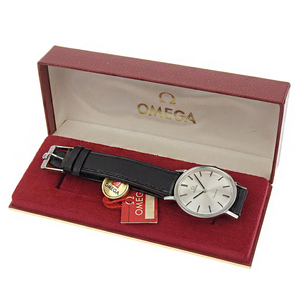 Omega Часы Geneva cal.625 Серебристый циферблат Нержавеющая сталь/кожа Ручной завод Аналоговый дисплей мужские Б/У