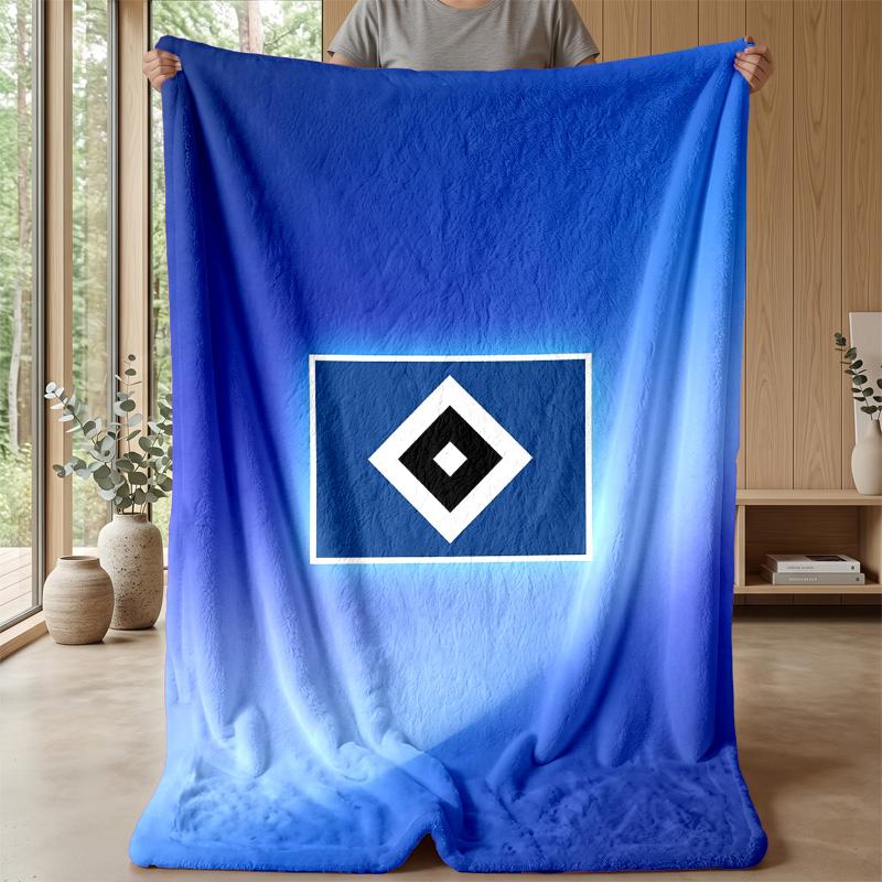 Hamburger SV Football Print Flannel Blanket, Soft Warm Lightweight Throw Blanket for Sofa Bed Camping