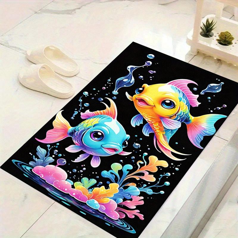 1pc Cute goldfish Design Area Rug - Soft, Anti-Slip, and Durable Gaming Room Decor for Bedroom