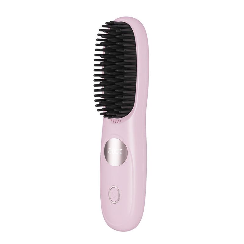 Cordless Hair Straightener Comb Negative Ion Volumizing Curling Brush Anti-Frizz Rechargeable Flat Iron Portable Styling Tool