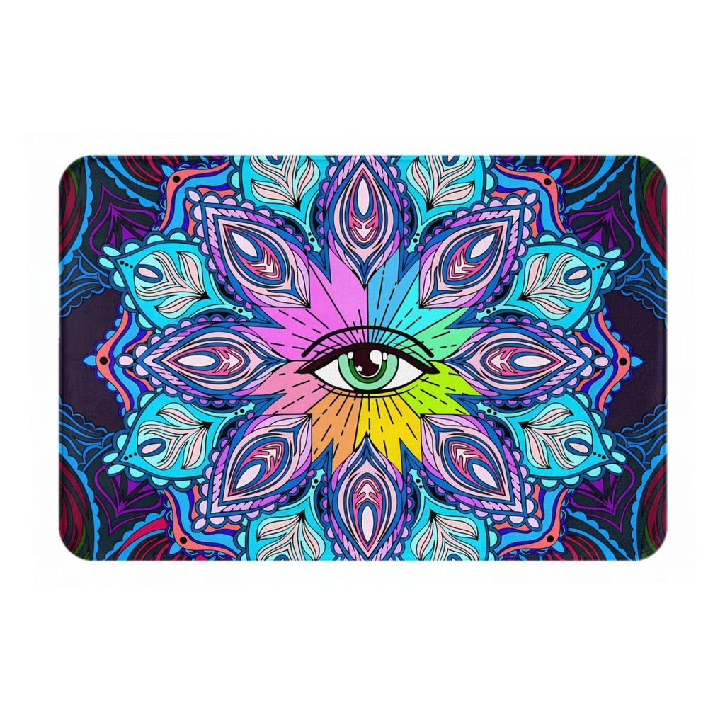 Stylish Eye Mandala Art Doormat, Suitable for Machine Washing, Perfect for Bathrooms, Bedrooms, Living Rooms, And Entrances
