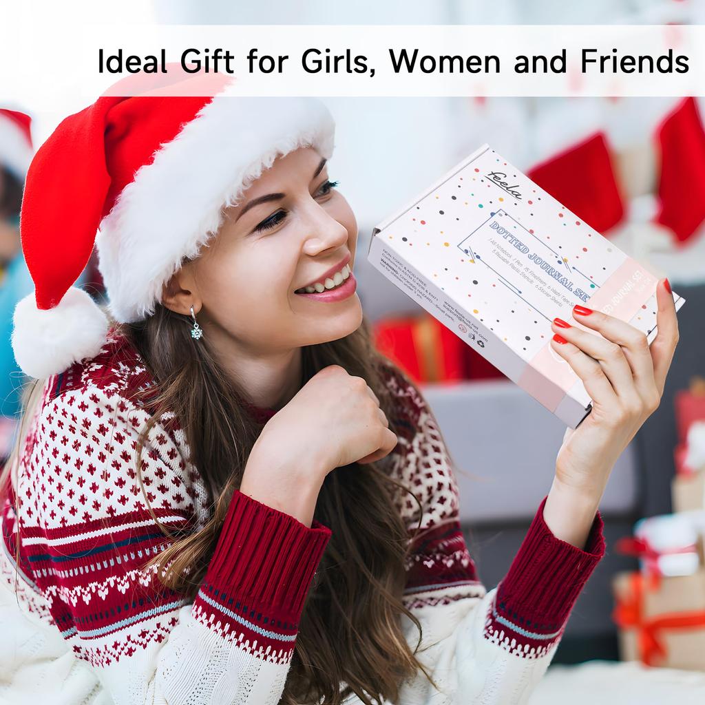 Feela Bullet Journal Notebook, Synthetic Leather, A5 Size, Dot Grid, Pen Included (Orange)