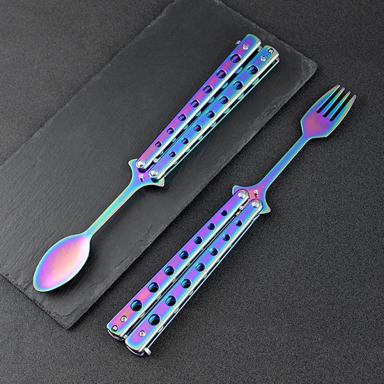 Набор вилок и ложек-бабочка из нержавеющей стали, складные ложки и вилки-бабочки, набор столовых приборов для путешествий, кемпинга, охоты, барбекю, кухни