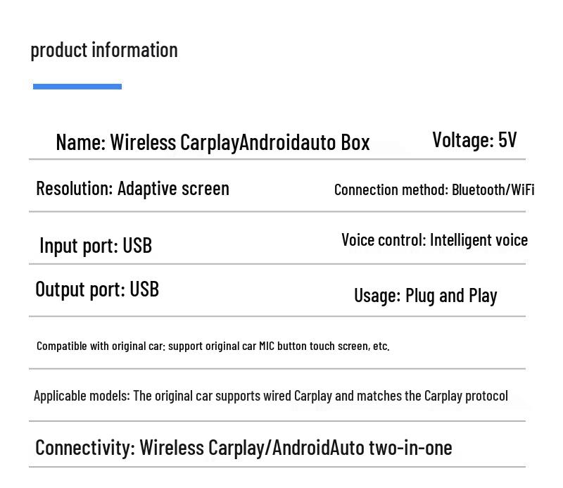 Проводной к беспроводному CarPlay и Android Auto Смарт-модуль