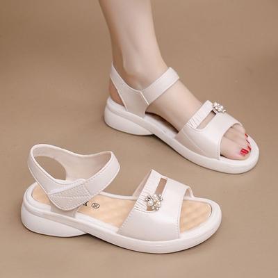 Сандалии для женщин, летние, новые, стильные, нескользящие и неабразивные, с плоской подошвой, простые и модные, пляжные туфли