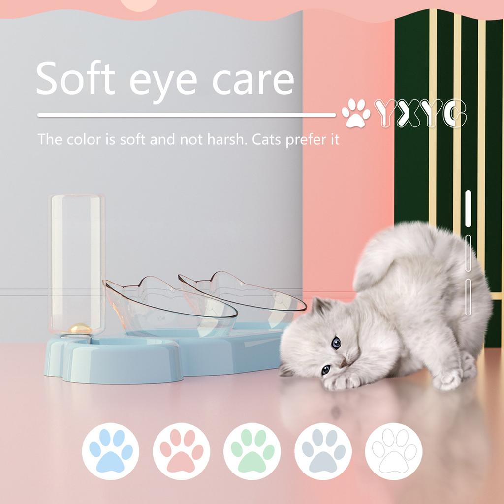 Инновационная автоматическая поилка для домашних животных с двойными мисками для кормления и питья Прозрачная миска для кошек и собак