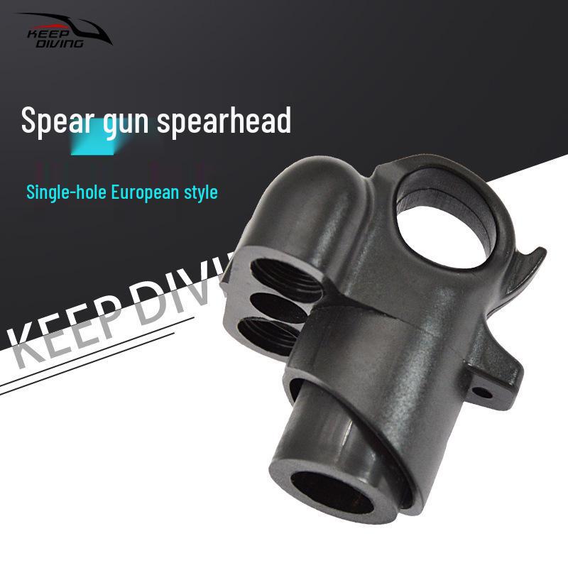 European Spear Gun Accessory: Single Hole Spearhead with Rubber Band Holder for Scuba Diving & Underwater Fishing