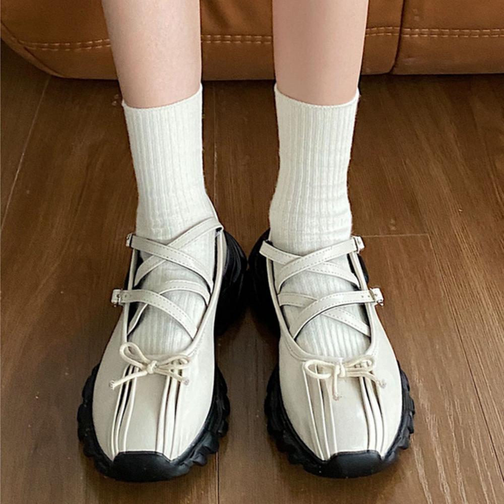 Summer Chunky Women Sports Shoes Fashion Shallow Butterfly-knot Platform Flat Shoes Ladies Casual Outdoor Mary Jane Shoes 2025