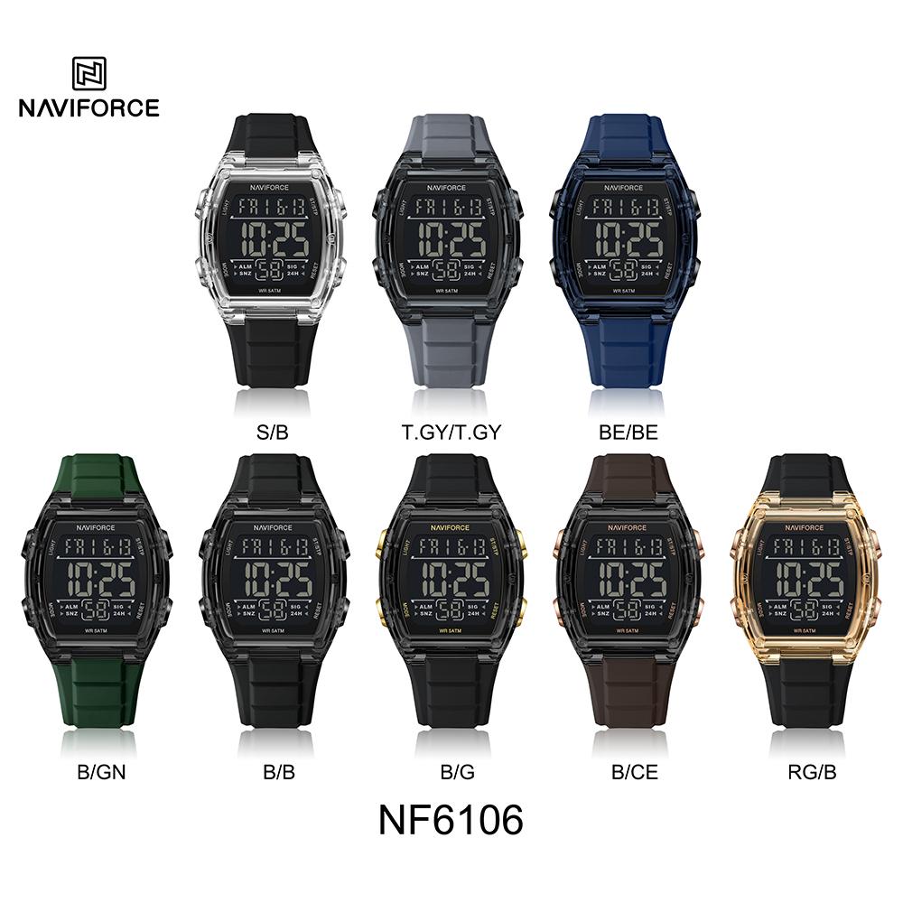 Naviforce Original Outdoor Men Boys LCD Digital Watch Calendar Chronograph Waterproof Night Pattern Silicone Strap Casual Fashion Watch NF6106