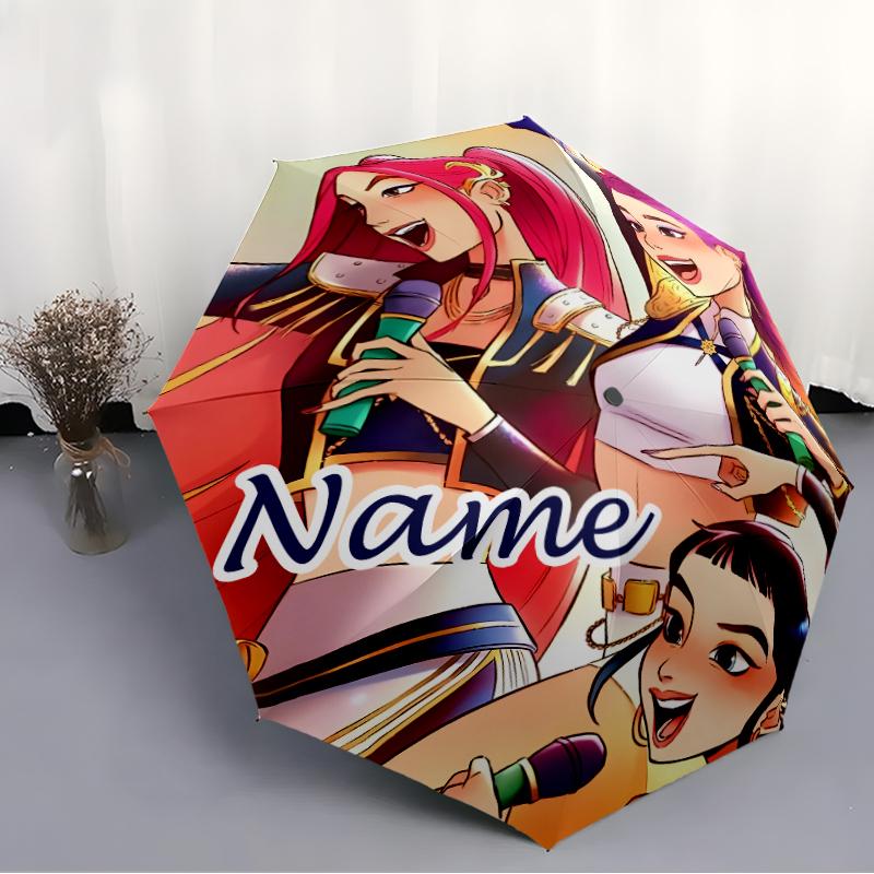 Personalized Name K-KPop Demon Hunters Print Umbrella - Automatic Open/Close, Eight-Rib Durable Frame, Automatic Folding Umbrella