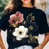Modern Anemone Floral T-Shirt | Dark Botanical Unique Design Tee