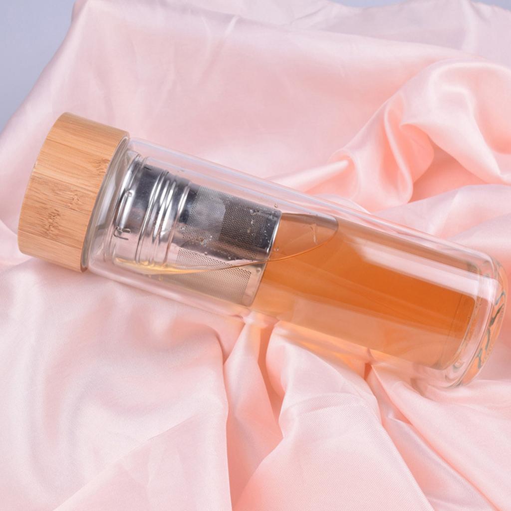 Бутылка для заваривания чая объемом 400 мл с двойными стенками из боросиликатного стекла, стеклянная бутылка для чая с изоляцией