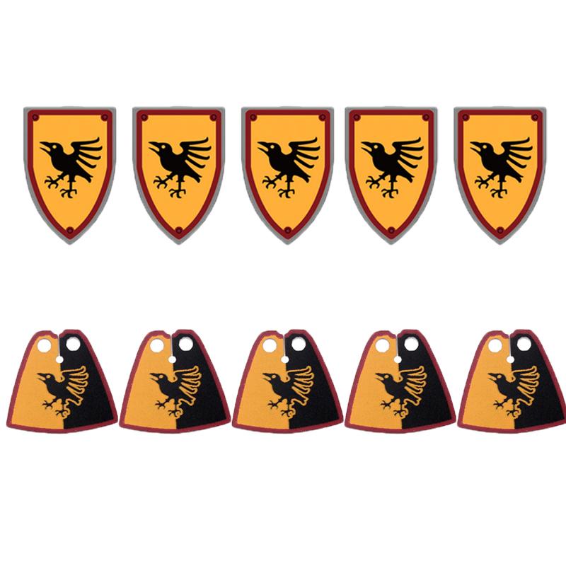 MOC Medieval Building Blocks Soldier Figures Weapons Accessories Armor Shield Flag Transport Ox Horse Mini Brick Toy Gift X010