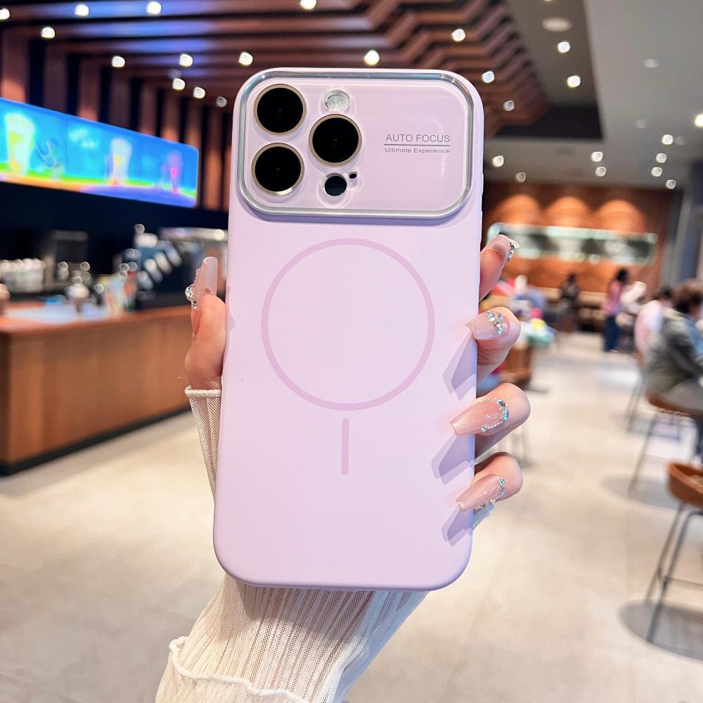 Совместим с iPhone 17, Жидкий силикон с большим окном, Полное покрытие, Тонкий круглый защитный чехол для Apple 16 с магнитной зарядкой