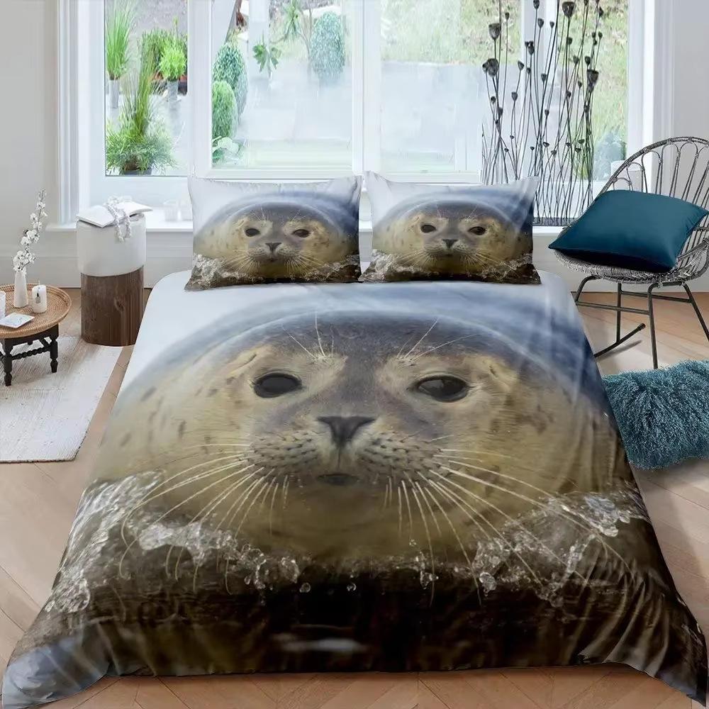 Beach Seal Duvet Set Bedding Set Quilt Set Three-Piece Set