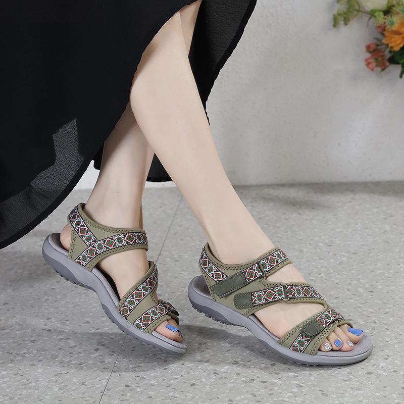 New Sports Sandals Printed Velcro Large Size Women's Shoes