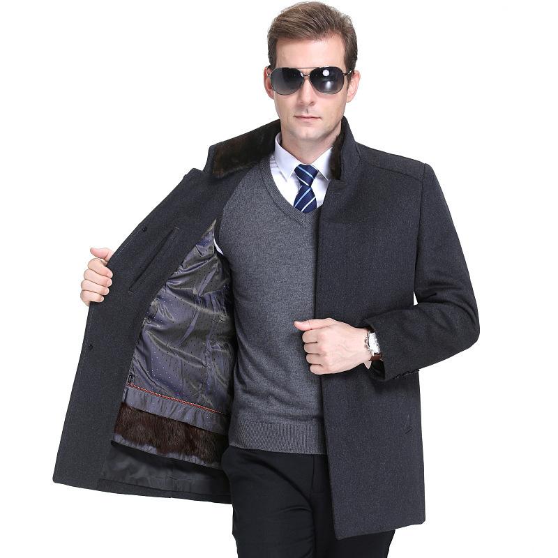 Новое кашемировое пальто для мужчин, средней длины, зимнее, с подкладкой из золотистой норки, шерстяное мужское пальто из шерсти nikon