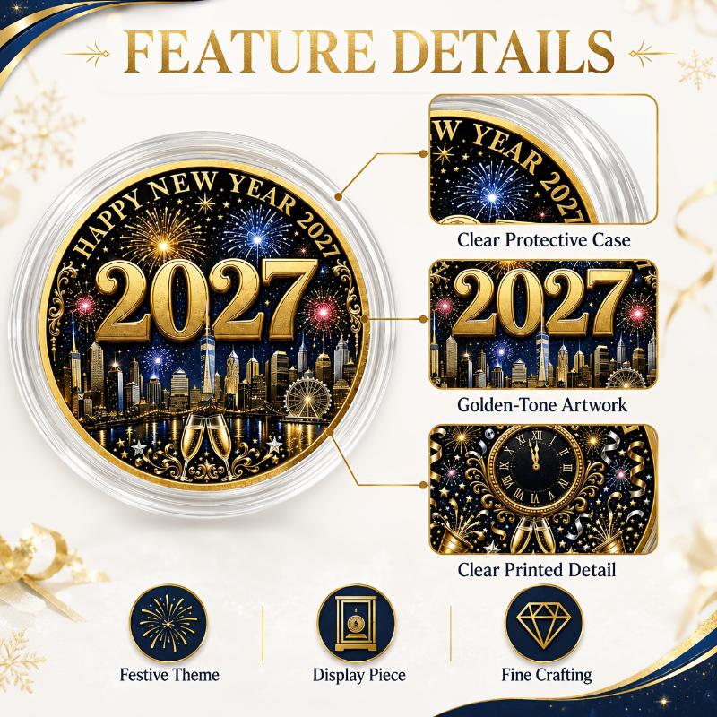 2027 Commemorative Coin Art Collectible Souvenir Clear Engraved Pattern Ideal New Year Present for Coin Collectors Keepsake