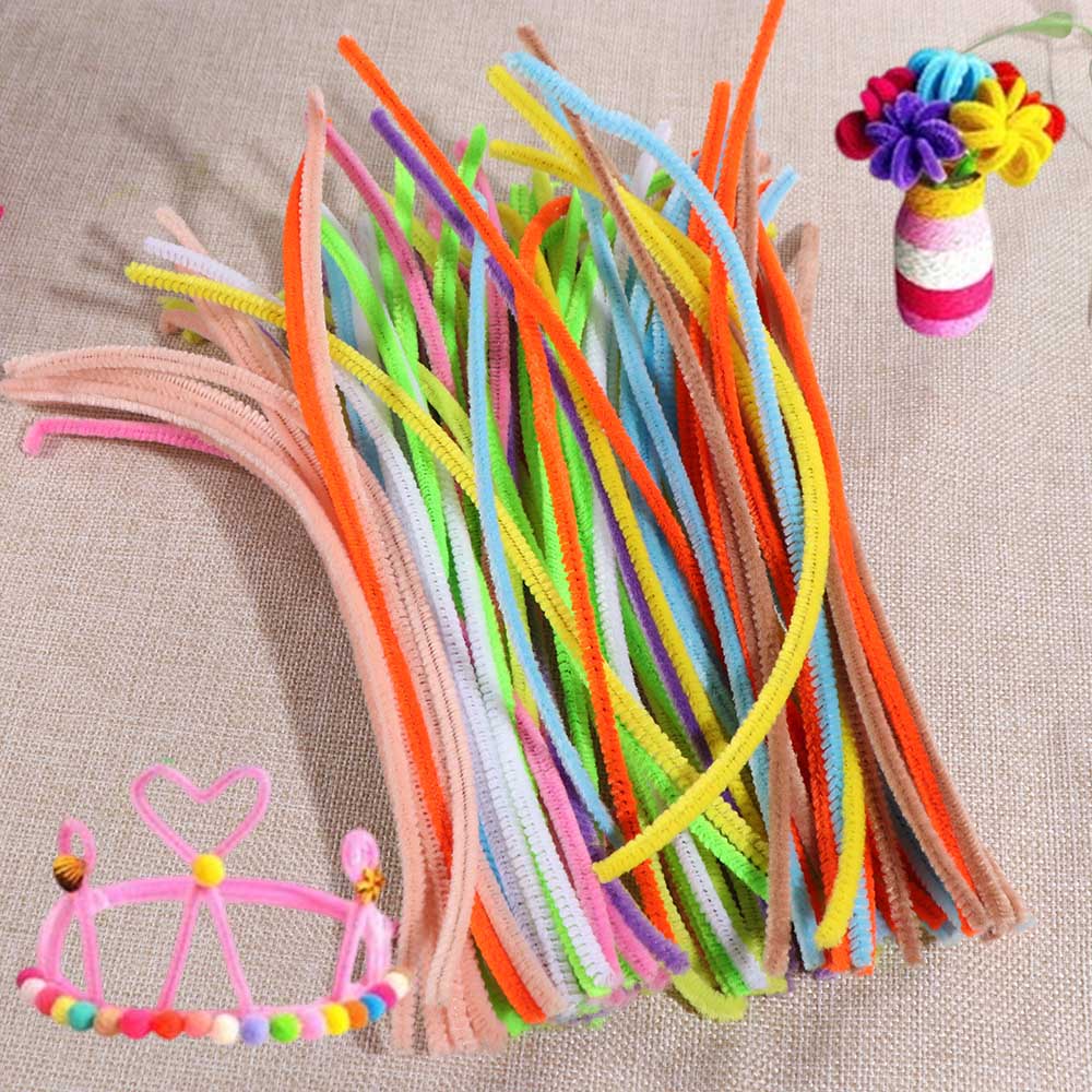 100pcs Chenille Stems Anvil Wire Craft Pipe Toys Plush Wired Twist Sticks Handcraft