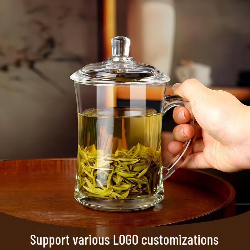 HANDUNYOU 380 мл Термостойкие стеклянные чайные чашки с ручкой (6 упаковок)