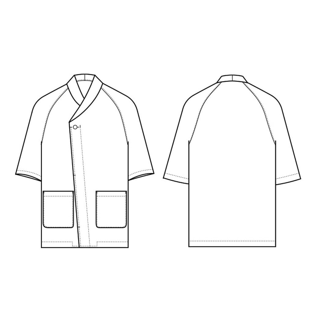 Семь Униформа Поварской Белый Китель, Топ, Рукава 3/4, Унисекс, EA3077-8, Японский Стиль, Подходит для Японских Ресторанов, Серо-бежевый, Размер S