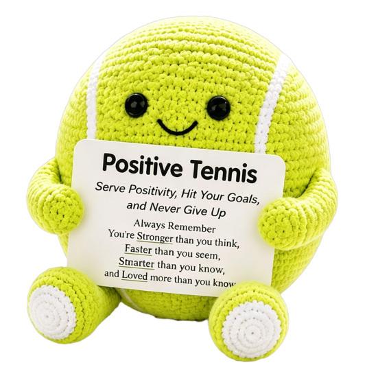 Pocket Sized Inspirational Gift for Athletes Knitted Positive Sports Ball Plush Emotional Support Doll with Hand Woven Encouraging Words Encouragement