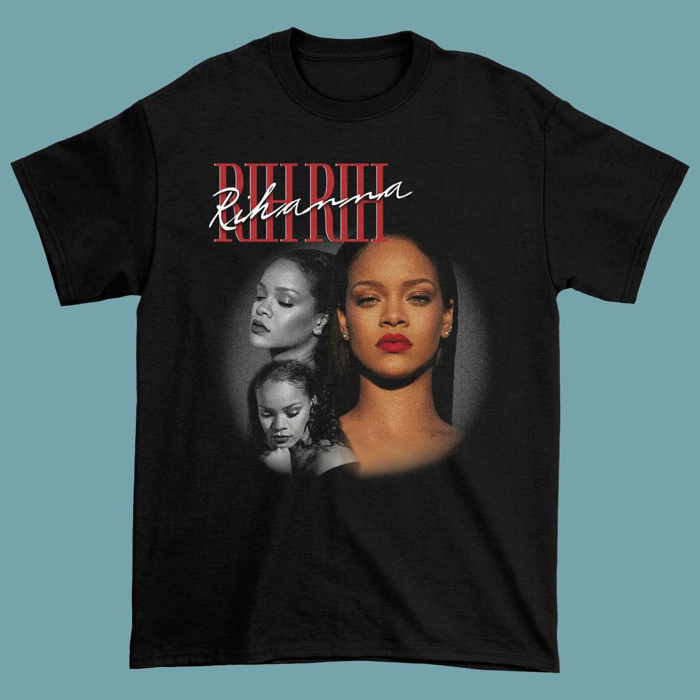 Футболка Rihanna для мужчин и женщин Черная с коротким рукавом Все размеры S-4XL Подарок Фанат