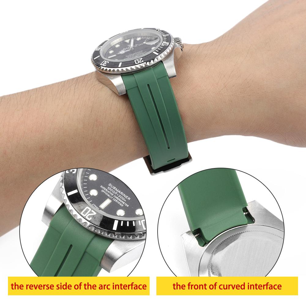 Curved Interface Rubber Watch Strap 20mm Men Women Waterproof Sports Watch Band for Moonswatch Watchband Watch Accessories