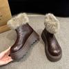 Женская зимняя обувь Ретро Водонепроницаемые кожаные зимние ботинки Плюшевые Сохраняющие тепло Легкие ботильоны для женщин Botas De Nieve