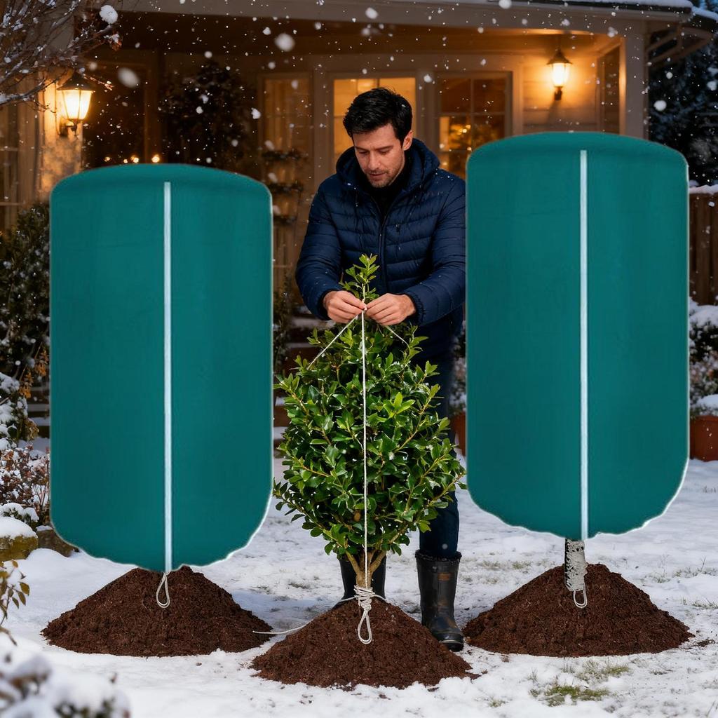 Укрытия для растений Защита от заморозков Мешок-обертка для холодной погоды Одеяла для уличных растений с кулиской и молнией для сада, патио, овощей