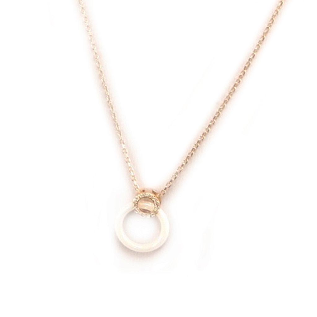 Les Trésors De Lily [L4616] - Позолоченное колье "Сисси" белое (керамика) золото розовое - 20х15 мм