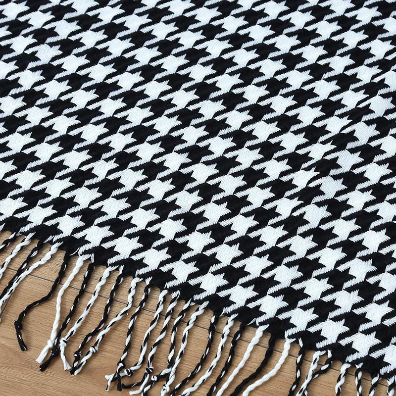 Nordic Knitted Throw Blanket Sofa Bed Office Use - Houndstooth Boho Lightweight Warm Fleece-like Acrylic