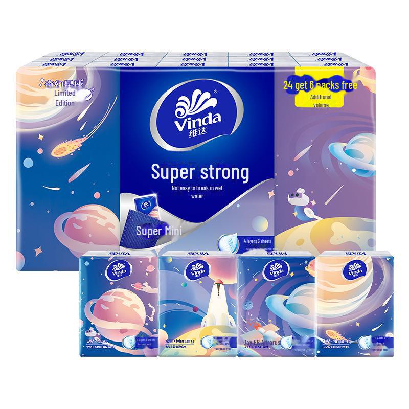 Упаковка из 24 портативных четырехслойных мини-носовых платков и салфеток Vinda