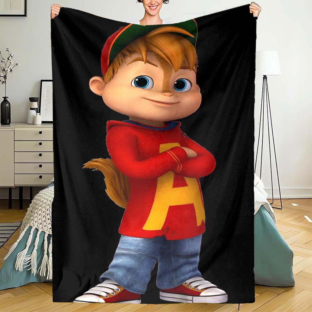 Alvin and the Chipmunks Theme Printed Blanket - Perfect for Couch, Bed, Travel & Outdoor Use | Machine Washable, Cozy & Durable.