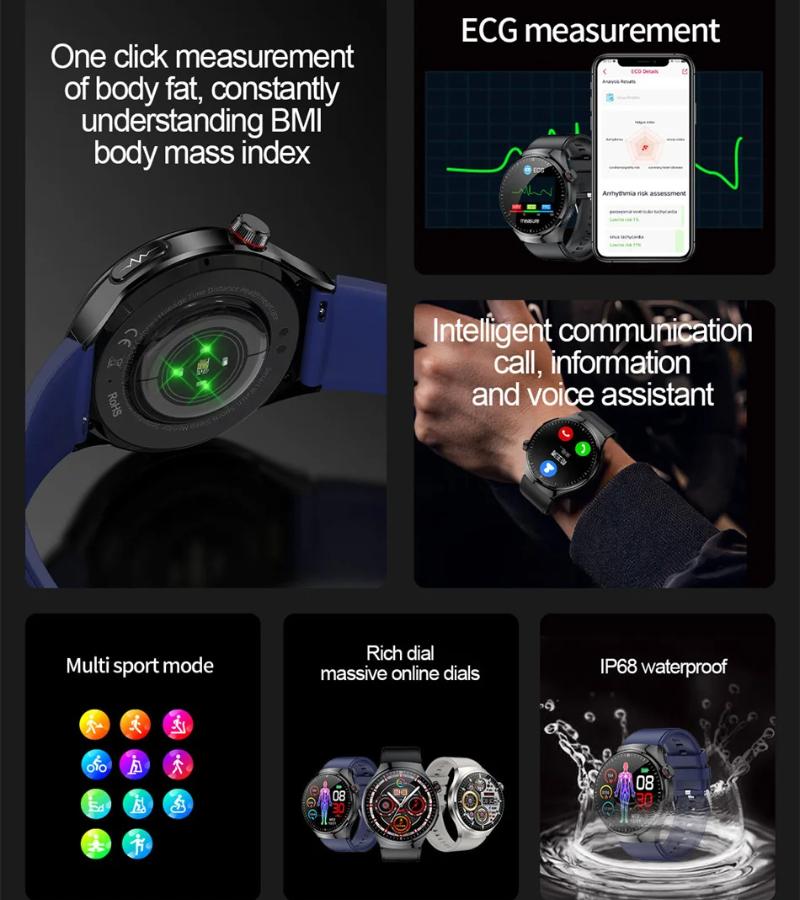 Новые спортивные смарт-часы для улицы 2025 для мужчин 1,43" HD AMOLED экран ЭКГ Физическое обследование BT5.0 Звонок Смарт-часы для HUAWEI Xiaomi