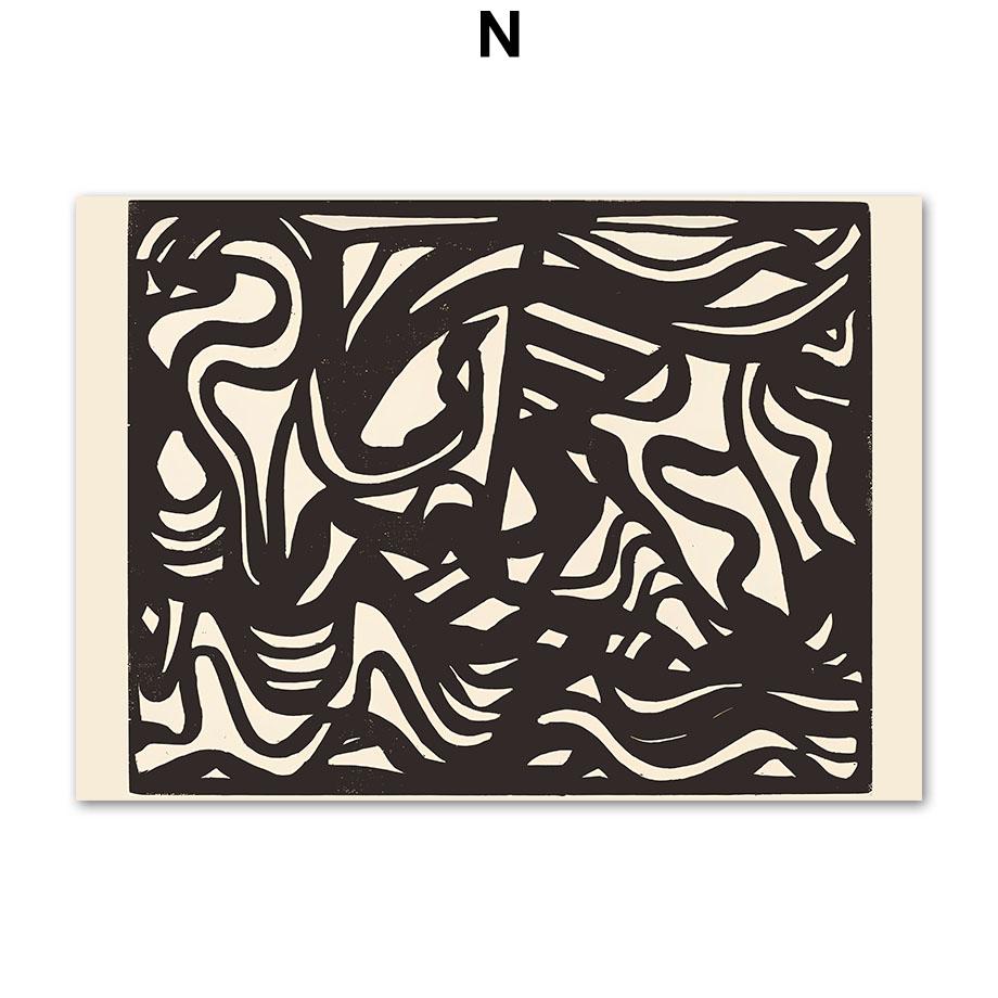 Абстрактная богемная линия, женская ваза с листьями, цветы, плакаты середины века, холст, картина, настенная живопись, печать, картина для гостиной, домашний декор