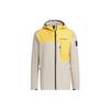X National Geographic Color Block Logo Long Sleeve Hooded Jacket Men Jacket Light-Khaki IL8981