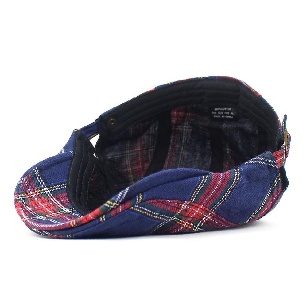 2022 British Retro Plaid Beret for Men & Women - Spring/Autumn Casual Cotton Duckbill Hat with Curved Brim