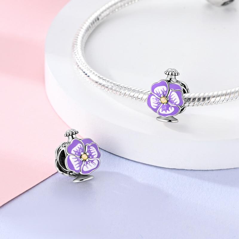 Copper Classic Purple Heart Shape Dragon Pegasus Butterfly Charms Beads Fit 3Mm Original Bracelet Diy Jewelry Gift