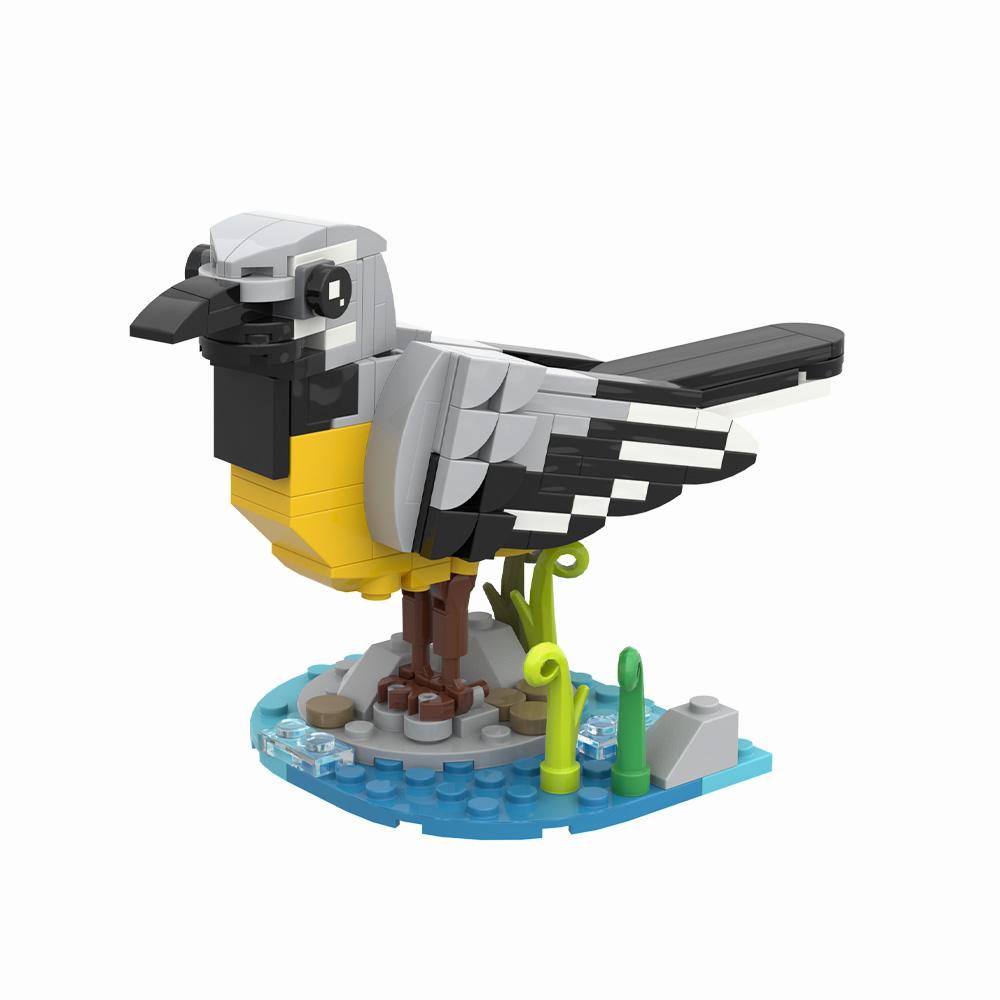 Gobricks MOC Серый трясогузка Строительные блоки Миры Животных Серый трясогузка Птицы Кирпичики Модель DIY Сборные Игрушки Подарки на День Рождения для Детей