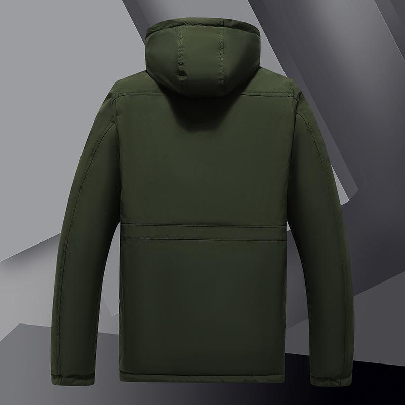 Зимняя мужская бархатная теплая куртка с несколькими карманами, утепленная мужская повседневная куртка с капюшоном, тонкое хлопковое пальто для мужчин