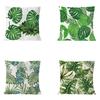 Good-4Pcs Plant Cushion Cover Tropic Tree Green Throw Pillow Cover Palm Leaf Decorative Pillows Flower Cushion Cover 45X45cm