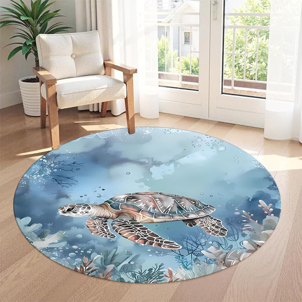 Sea Turtle Round Carpet Design for Game Room Dormitory Bedrooms Study room Antislip Round Carpet Decorate Offices Birthday Christmas Gift