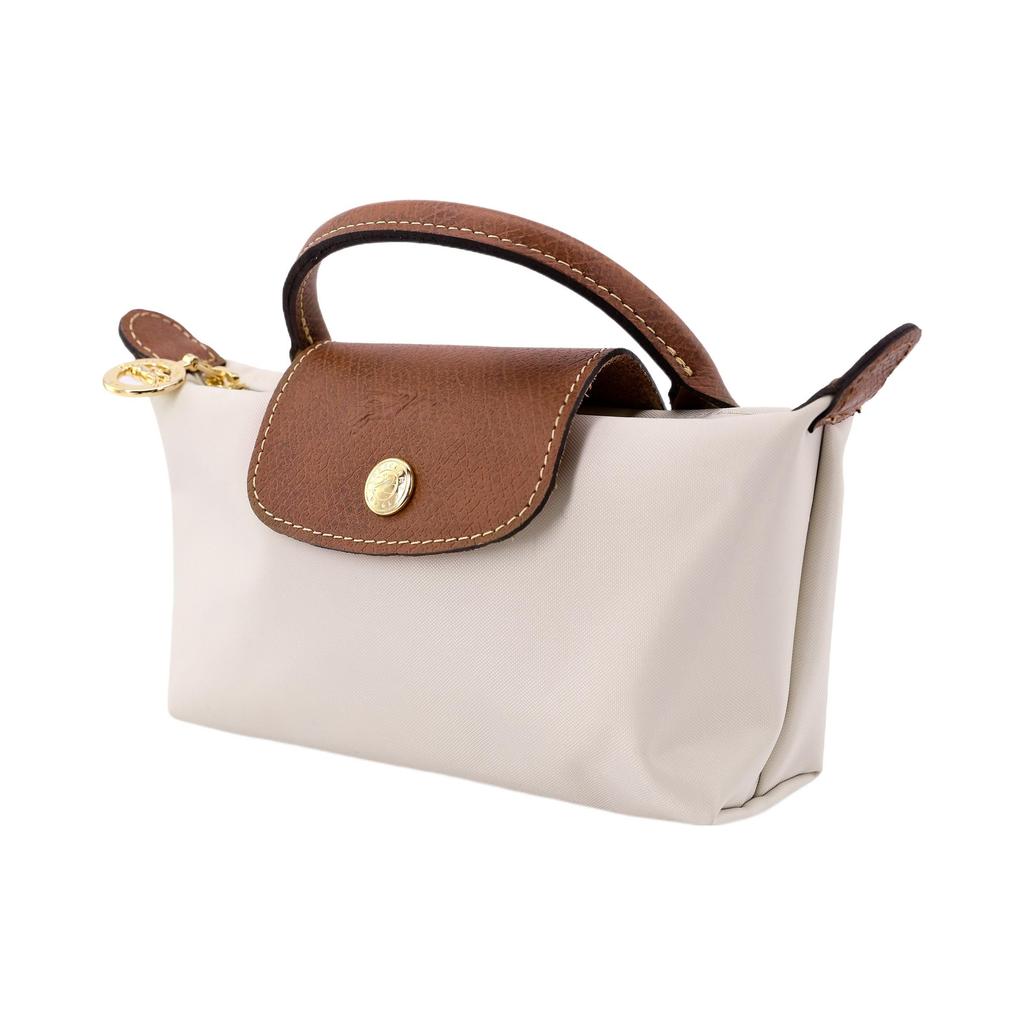 Longchamp Le Pliage 17 Сумка на кнопке и молнии с короткими ручками и кожаной отделкой Женские сумки Бежевый 34175089p71