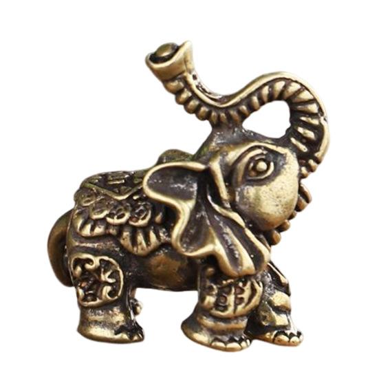 Mini Elephant Ornament Retro Solid Alloy Elephant Figurine Desktop Elephant Statue for Car
