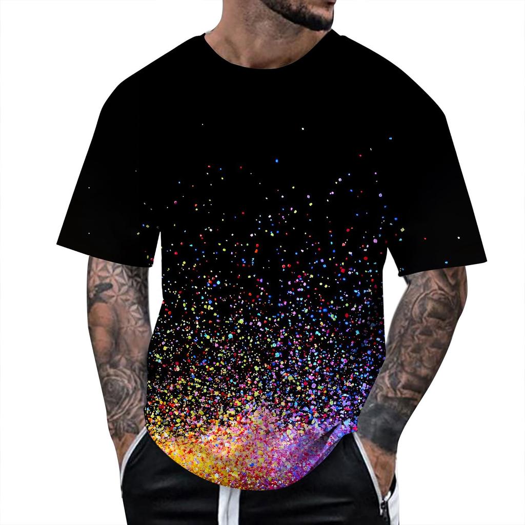 Summer Fun 3D Pattern Tie Dyeing T-shirt Color Painting 3D Printing Men's T-shirt Short Sleeve Top