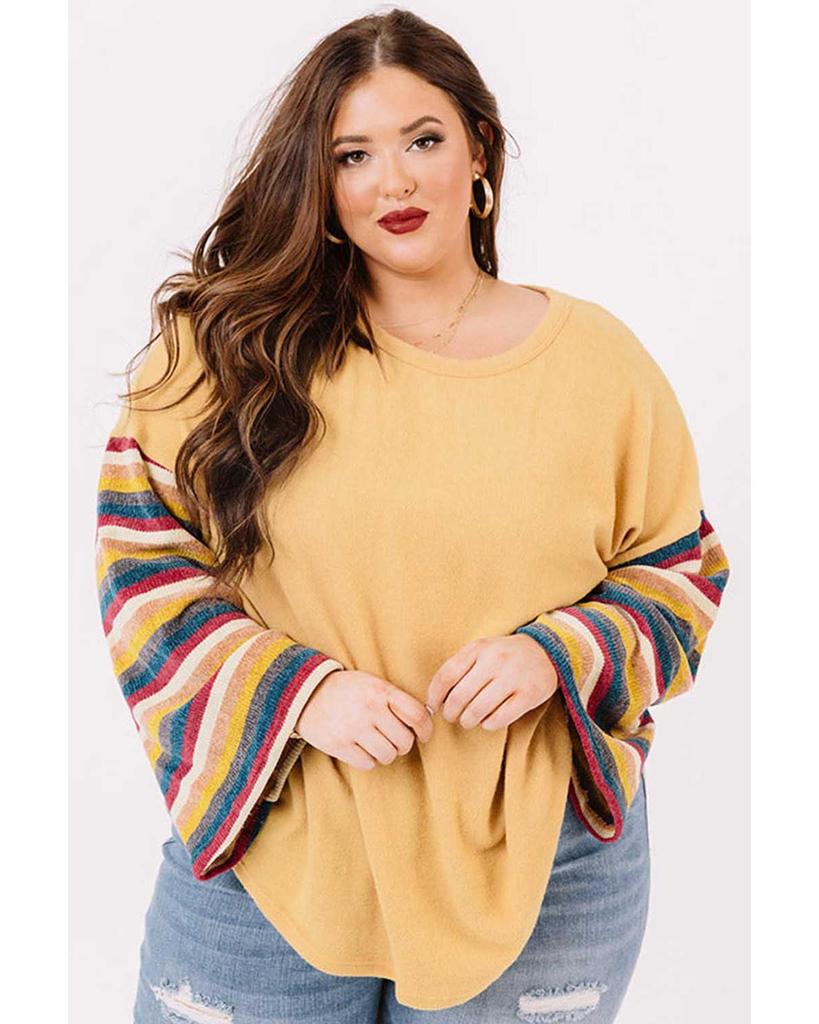 Azura Exchange Striped Bell Sleeve Plus Size Top