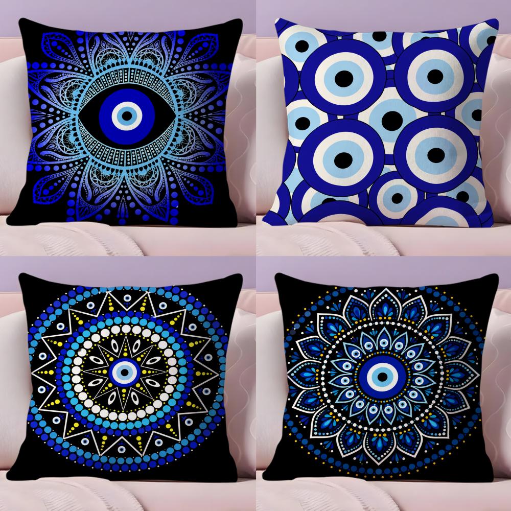 Eye Evil Blue Cushion Cover Soft Short Plush DoubleSided Printing Home Decor Machine Washable Pillow Case Gift