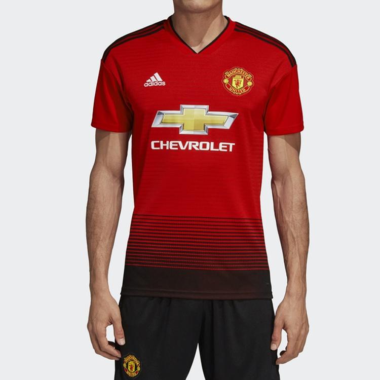 Adidas Manchester United Fan Edition Home V-Neck Short Sleeve Jersey Men Tops Red Black CG0040